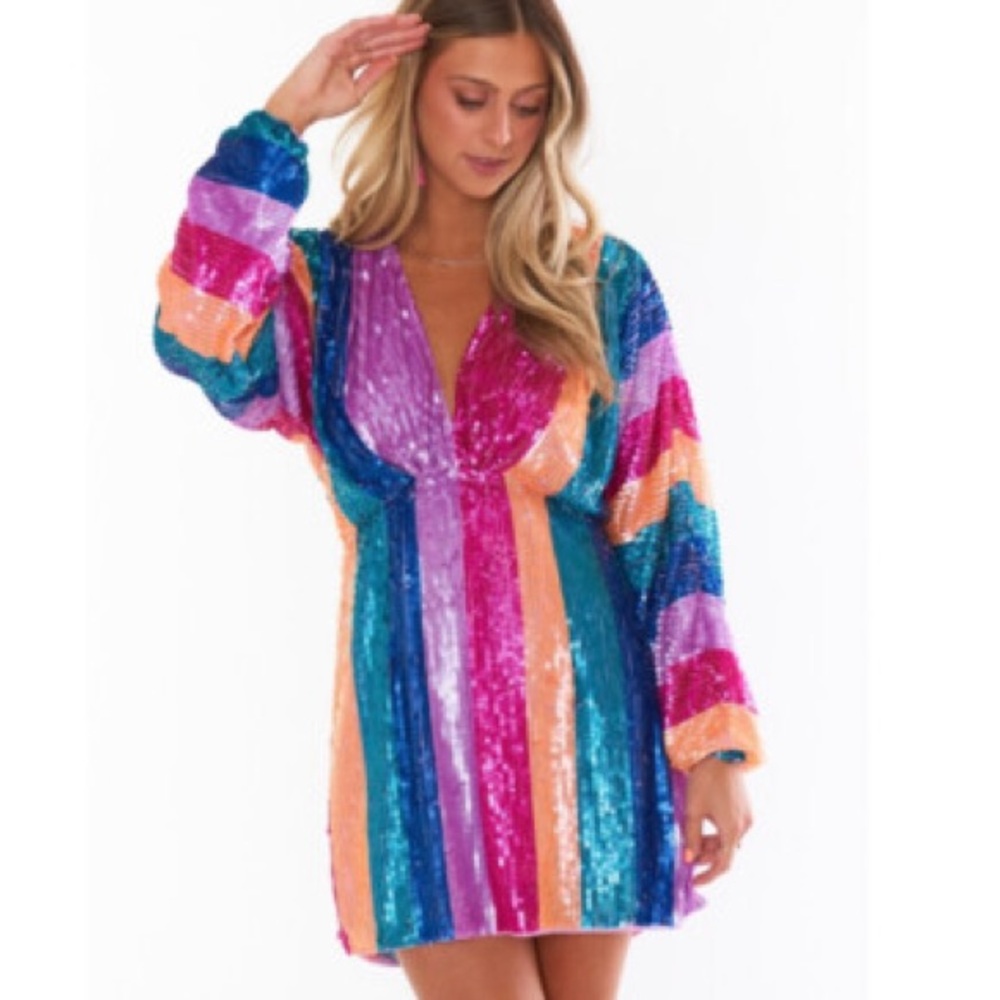Show Me Your Mumu Colorful Sequin Striped Dress